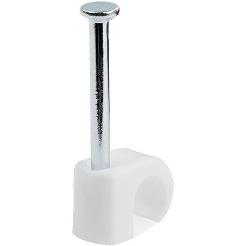 StarTech.com 100 Pk (M) Cable Clips w/ Nail - Reusable Nail-in Clamps - Cord Mounting/Holding Clips - Cable Tacks Wire Fasteners White TAA