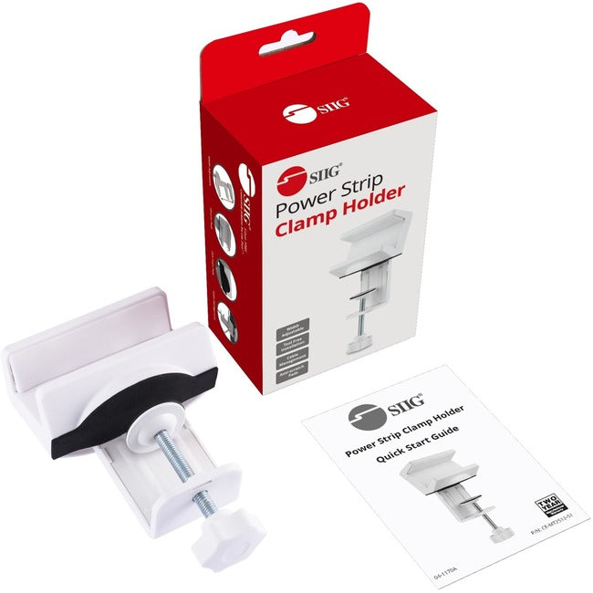 Powerstrip Clamp Holder with Adjustable Bracket - White