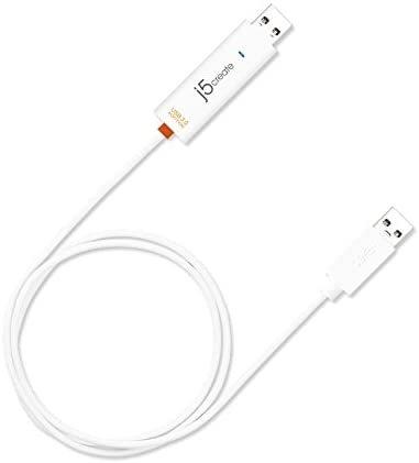 USB 3.0 Wormhole Switch Cable 6ft by j5create | Superspeed File Sharing Adapter for Data Transfer and Keyboard Mouse Multi OS Connector on Windows PC & Mac iOS Laptops, Computers & Tablets