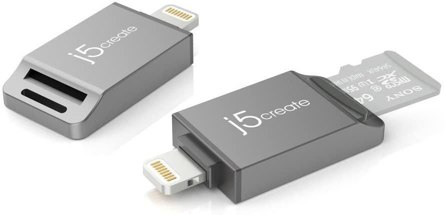 j5create MicroSD Card Reader Key Chain Compatible with Lightning Male | Portable Card Reader with Zinc Alloy Case | Compatible with iPad, iPhone, iPod Touch Products
