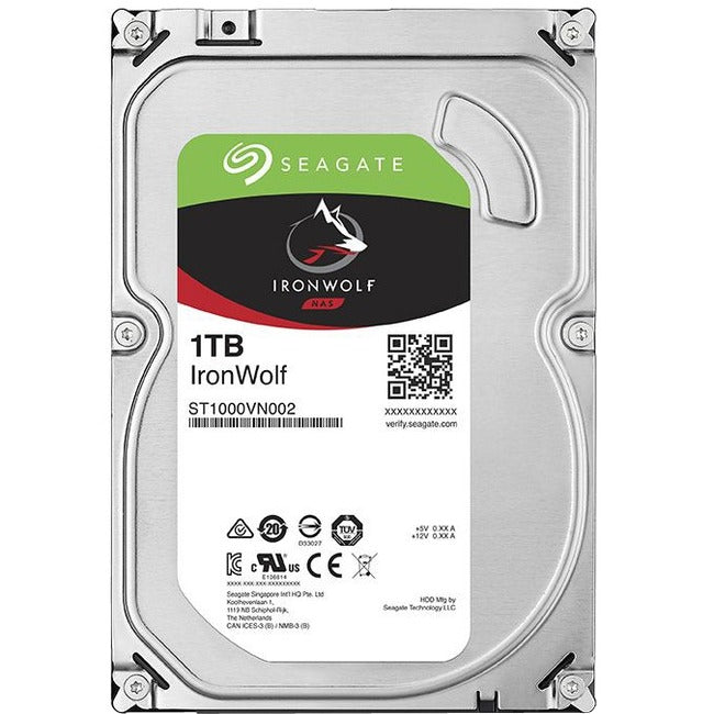 Seagate IronWolf ST1000VN002 1 TB Hard Drive - 3.5" Internal - SATA (SATA/600) - Conventional Magnetic Recording (CMR) Method