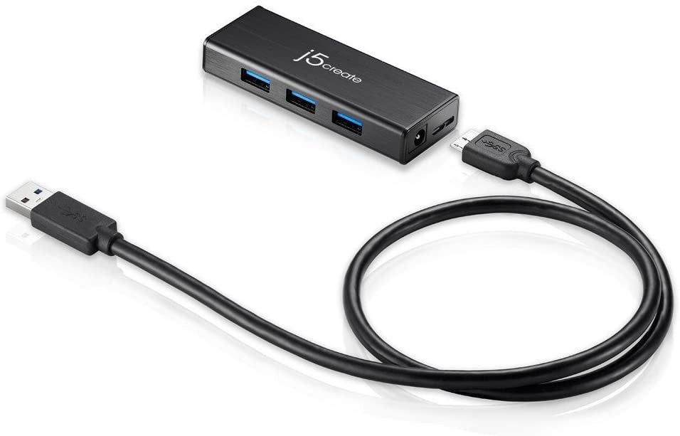 j5createU SB 3.0 Multi-Adapter Gigabit Ethernet/ 3-Port USB 3.0 HUB JUH470 Compatible with MacBook/MacBook Pro/Windows/Computers with USB-C Port (Black)