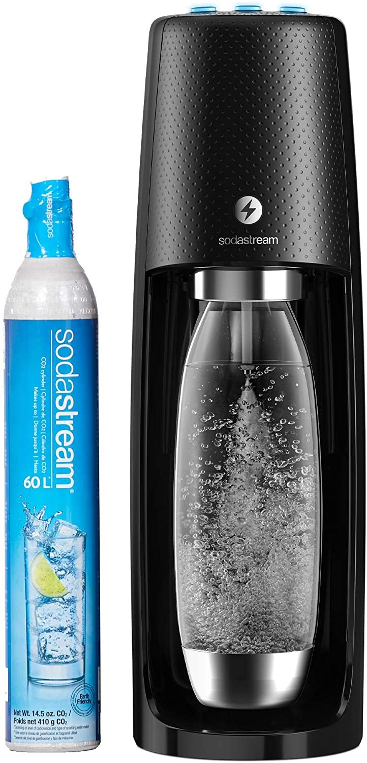 SodaStream Fizzi One Touch Sparkling Water Maker (Black) with CO2 and BPA free Bottle