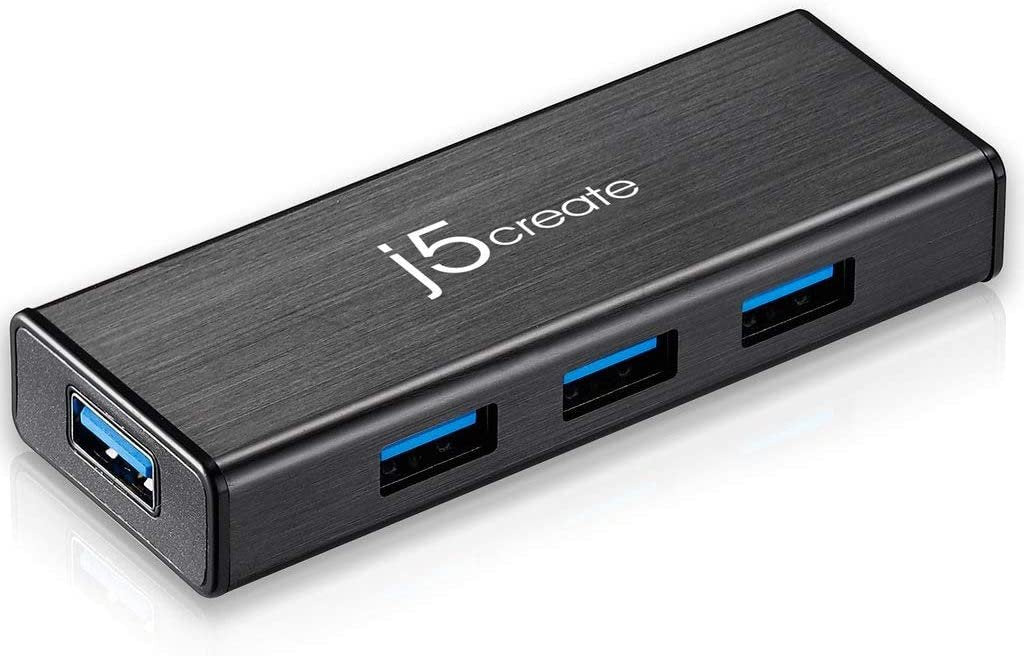 j5createU SB 3.0 Multi-Adapter Gigabit Ethernet/ 3-Port USB 3.0 HUB JUH470 Compatible with MacBook/MacBook Pro/Windows/Computers with USB-C Port (Black)