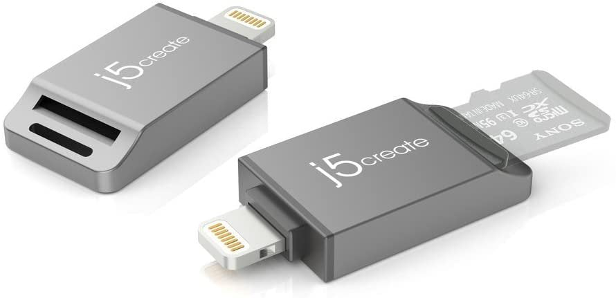 j5create MicroSD Card Reader Key Chain Compatible with Lightning Male | Portable Card Reader with Zinc Alloy Case | Compatible with iPad, iPhone, iPod Touch Products