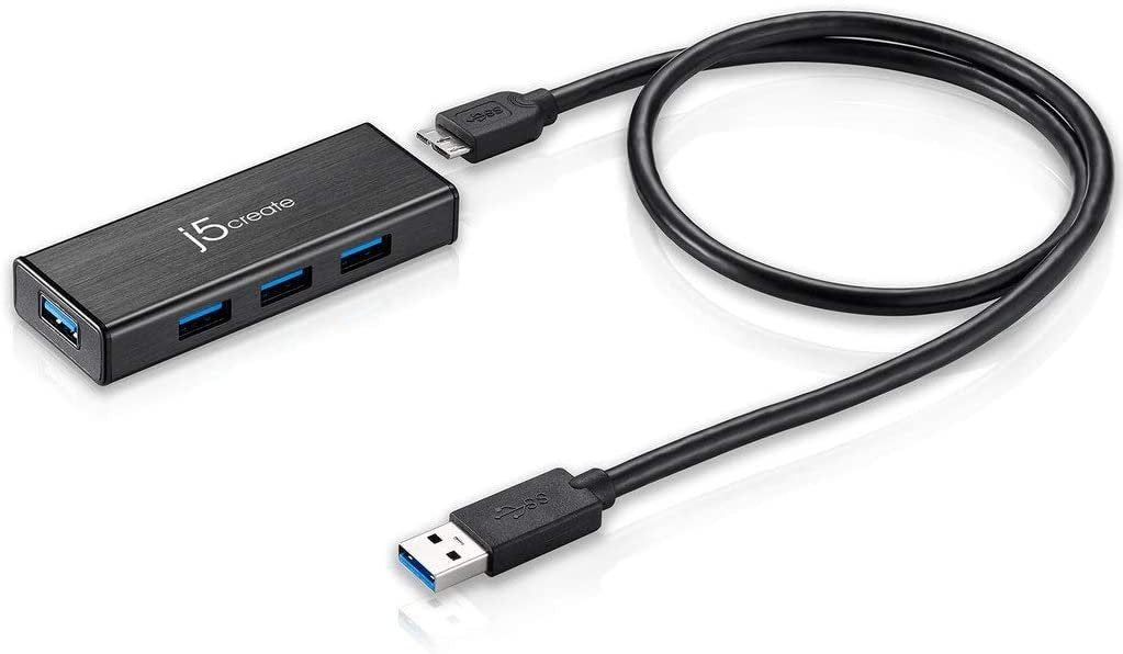 j5createU SB 3.0 Multi-Adapter Gigabit Ethernet/ 3-Port USB 3.0 HUB JUH470 Compatible with MacBook/MacBook Pro/Windows/Computers with USB-C Port (Black)