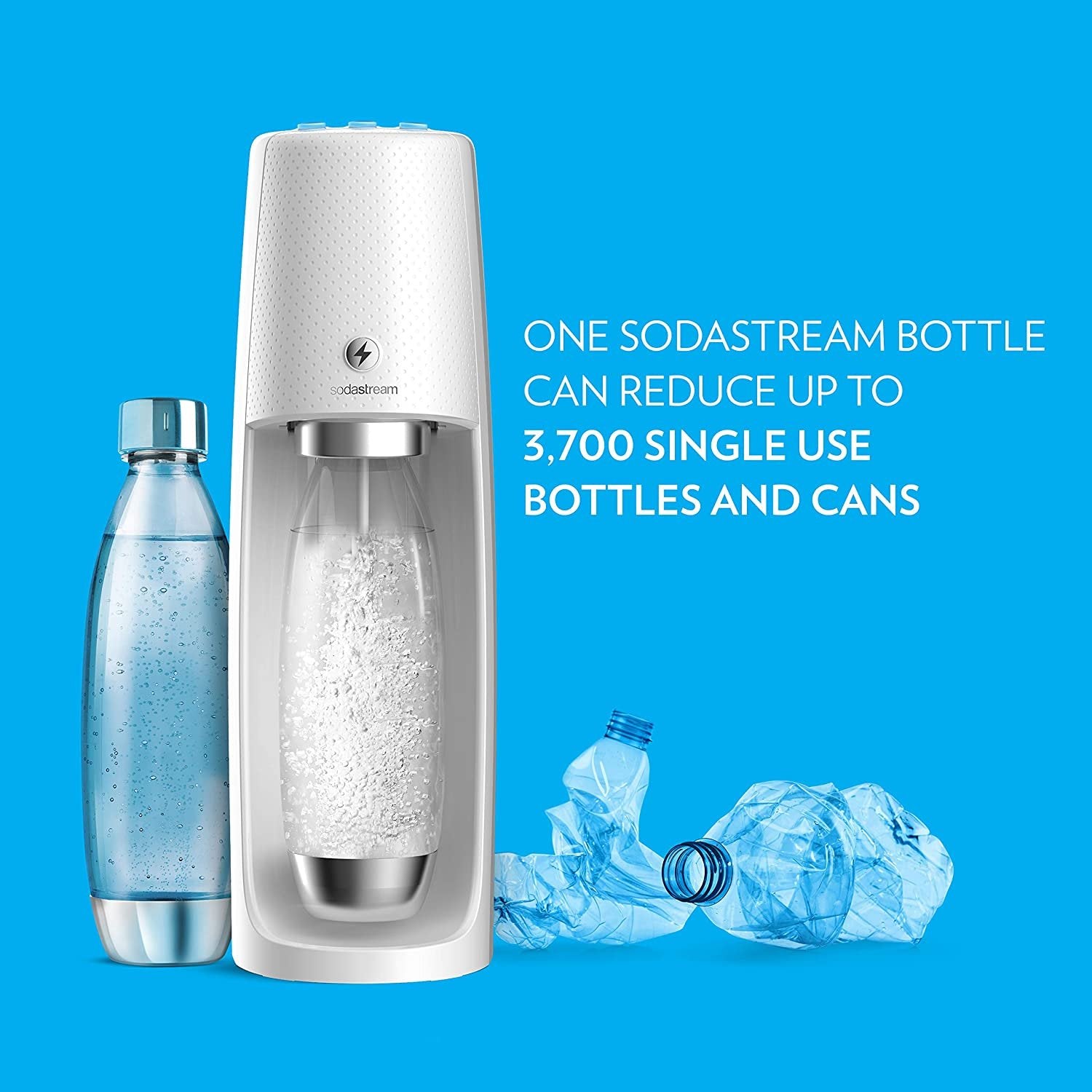SodaStream Fizzi One Touch Sparkling Water Maker (Black) with CO2 and BPA free Bottle