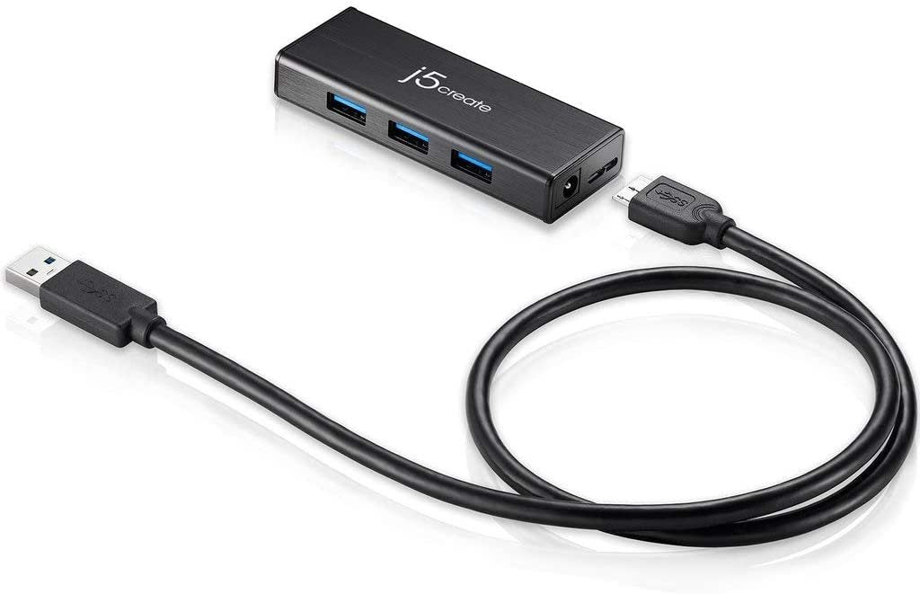 j5createU SB 3.0 Multi-Adapter Gigabit Ethernet/ 3-Port USB 3.0 HUB JUH470 Compatible with MacBook/MacBook Pro/Windows/Computers with USB-C Port (Black)