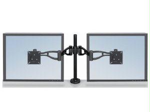 Fellowes, Inc. Professional Series Depth Adjustable Dual Monitor Arm Features Two Monitor Arms