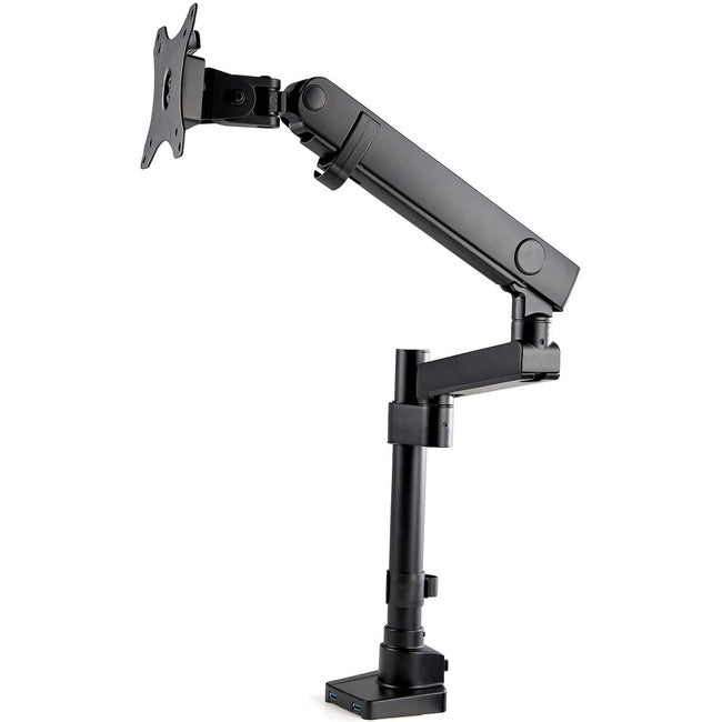 StarTech.com Desk Mount Monitor Arm with 2x USB 3.0 ports - Full Motion Single Monitor Pole Mount up to 8kg VESA Display - C-Clamp/Grommet