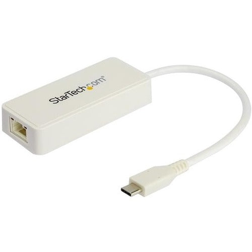StarTech.com USB C to Gigabit Ethernet Adapter with USB A Port - White 1Gbps NIC USB 3.0/3.1 Type C to RJ45 Port/LAN Network Adapter TB3