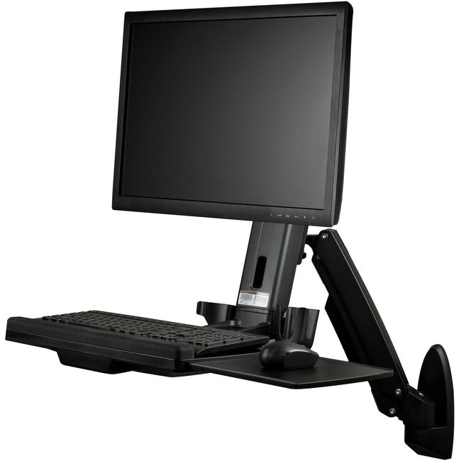 StarTech.com Wall Mounted Sit Stand Desk - For Single Monitor up to 24in - Height Adjustable Standing Desk Converter - Ergonomic Desk