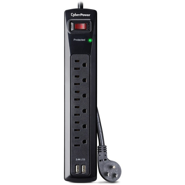 CyberPower CSP604U Professional 6-Outlets Surge with 1200J, 2-2.4A USB and 4FT Cord - Plain Brown Boxes