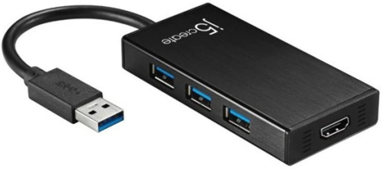 j5create USB 3.0 Multi Port Adapter- HDMI 1080p 2048 x 1152 @ 32bit | 3-Port USB 3.0 Hub | USB 3.0 SuperSpeed | Backwards Compatible with USB 2.0/1.1 Devices | Compatible with Windows and Mac