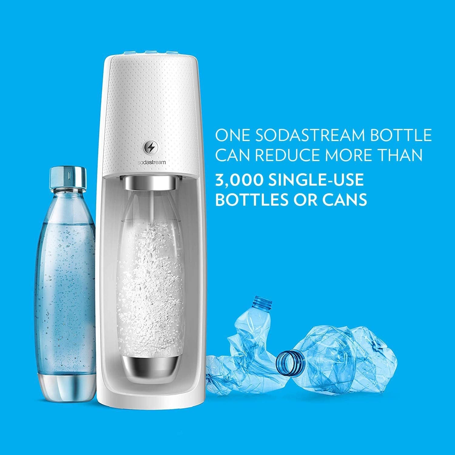 SodaStream Fizzi One Touch Sparkling Water Maker (Black) with CO2 and BPA free Bottle